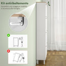 Scarpiera Slim per 24-32 Scarpe 80x23,5x157 cm con 4 Cassetti Ribaltabili e Ripiani Regolabili in Legno Bianco      