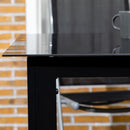 Tavolo da Giardino Rettangolare 150x90 cm per 6 Persone con Piano in Vetro e Alluminio Nero      
