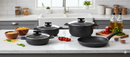 Batteria di Pentole 7 Pezzi in Alluminio Pressofuso Antiaderente Olympia Hard Cook Big
