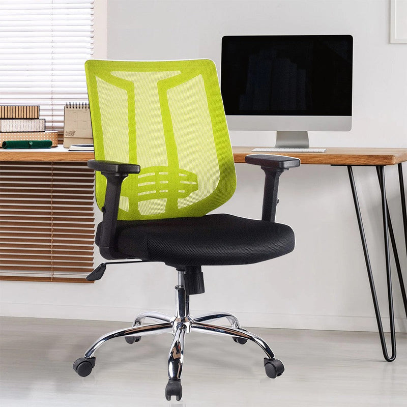Sedia Poltrona Operativa da Ufficio in Tessuto e Rete Verde