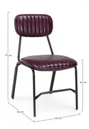 Set 2 Sedie Imbottite 44x55x78 cm Debbie in Ecopelle Bordeaux Vintage