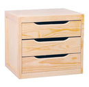 Cassettiera da Tavolo 3 cassetti 39x30x29,5 cm in Legno di Pino Naturale Seconda Scelta