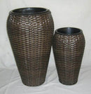 Set 2 Portavasi in Polyrattan ø32/38H62cm Alto Svasato Noce