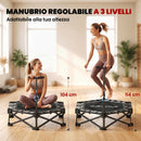 Trampolino Elastico per Adulti Ø104 cm Richiudibile con Sistema di Apertura-Chiusura Maniglia Regolabile e 24 Molle Bungee in Metallo e PP Nero      