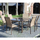 Salotto Completo con 6 Sedie Poltroncine e Tavolo in Vetro per Arredo Giardino Esterno