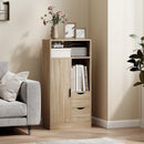 Mobile Bagno Salvaspazio Slim 50x25x100 cm con Armadietto e Cassetti in Truciolare Color Legno 