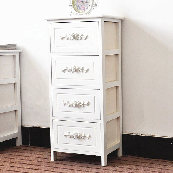 online Commode 4 Tiroirs en Bois Massif 36x29x81 cm Fumer Camilla Bianca