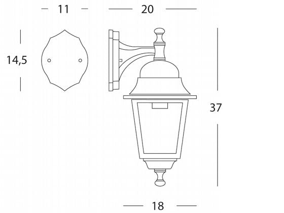 Lampada Applique in Basso Colore Nero per Esterno Linea Mini Quadrata Sovil