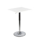 Tavolino Alto da Bar quadrato 60x60x70,5/91,5 cm Regolabile in Altezza Lima Bianco