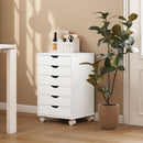 Cassettiera da Ufficio a 6 Cassetti 40x35x63 cm con 4 Ruote e Blocco Bianco      