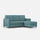 Canapé 3 places avec pouf 198x155x85 cm Karay en tissu pétrole