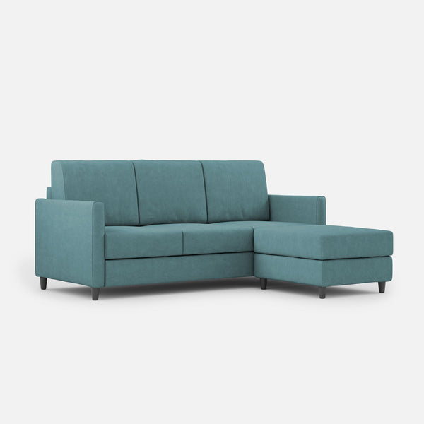 acquista Canapé 3 places avec pouf 198x155x85 cm Karay en tissu pétrole