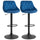 Lot de 2 Tabourets de Bar 51,5x48x83-104 cm en Tissu Effet Velours Bleu
