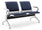 Banc de Bureau pour Salle d'Attente 2 Places avec Coussin en Acier et Simili Cuir Argenté/Bleu Marine