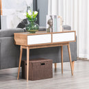 Consolle Ingresso 2 Cassetti 100x35x75 cm in Legno Bianco e Teak