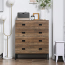 Cassettiera 4 Cassetti e Vassoio 80x39x95 cm in Truciolato e Metallo Marrone