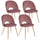 Lot de 4 Chaises 53x60x82 cm en Polyester Effet Velours Rose