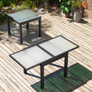 Tavolo da Pranzo Allungabile da Giardino 80-160x80x75 cm con Piano in Vetro e Alluminio Nero e Trasparente      
