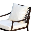 Set Salotto da Giardino in Rattan Sintetico 2 Poltrone a Dondolo e Tavolino Marrone 