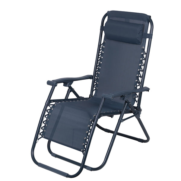 sconto Sedia Sdraio Reclinabile e Richiudibile Rio 65x90x108 cm con Poggiatesta in Poliestere con Struttura in Acciaio Blu Mélange