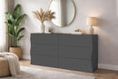 Cassettiera 6 Cassetti Onda 155,1x40x81,8 cm Finitura in Melamina Antracite Opaco 