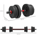 Set 2 Manubri Convertibili in Bilanciere 12 Dischi 20Kg in Acciaio e Plastica Nero      