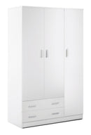 Armadio 3 Ante 2 Cassetti 115x182x52 cm Bianco Lisco