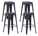 Set 4 Sgabelli da Bar Alto in Metallo Victoria Nero