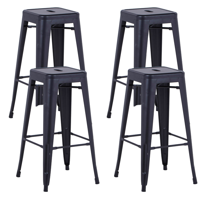 Set 4 Sgabelli da Bar Alto in Metallo Victoria Nero