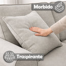 Divano Letto a 2 Posti 142,5x77x86 cm con Cuscino Memory Ergonomico e Apertura Facile in Tessuto Grigio
