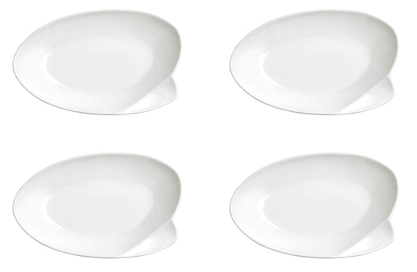 acquista Set 4 Assiettes Creuses 32x20,5x5 cm en Porcelaine Allluminique Kaleidos Aluxina Bianchi