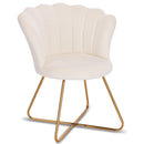 Sedia Relax con Schienale e Seduta in Velluto Beige Struttura Metallo