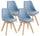 Lot de 4 Chaises 52x48,5x82 cm en Simili Cuir et Hêtre Bleu Tommy