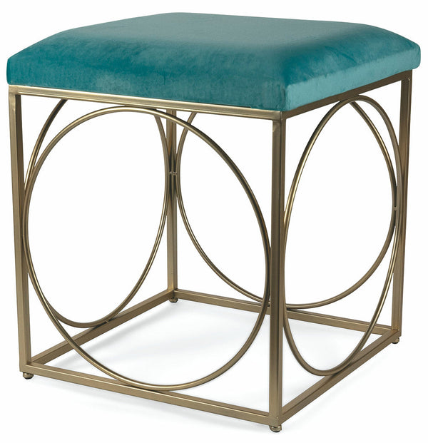 sconto Tabouret Carré 40x40x46 cm en Fer et Velours Soriani Vert Tiffany