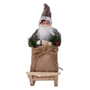 Pupazzo Babbo Natale in Tessuto con slitta e regali marrone cm 33x12xh30