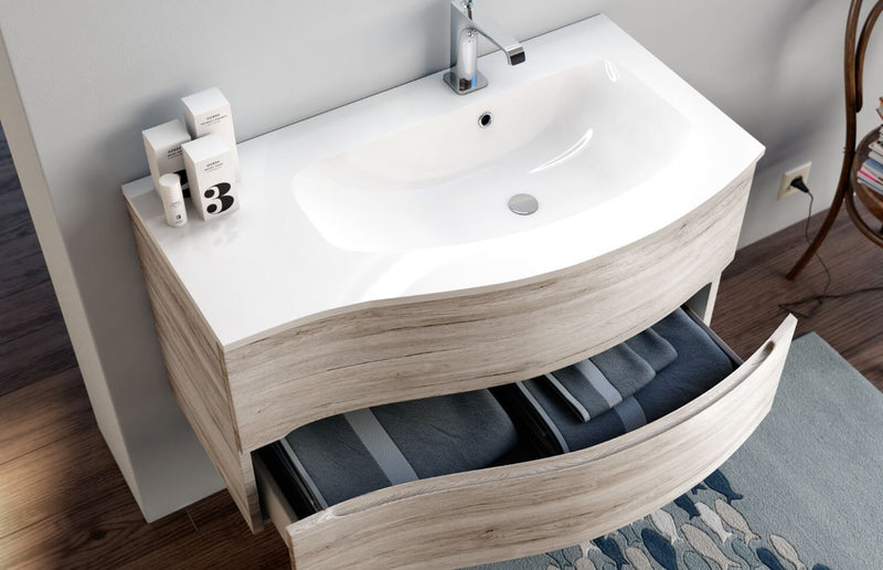 Mobile Bagno Sospeso 91,5cm TFT Swing Bianco Cromato 3D
