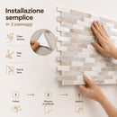 Set 10 Pannelli Adesivi Piastrelle da Parete 30,5 cm Decoro Mosaico Mattoncini in PVC Beige      