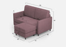 Divano 2 Posti con Pouf 138x155x85 cm Karay in Tessuto Prugna