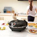 Forno per Pizza Elettrico 1200W con Finestra Trasparente Timer e Regolazione della Temperatura Nero   