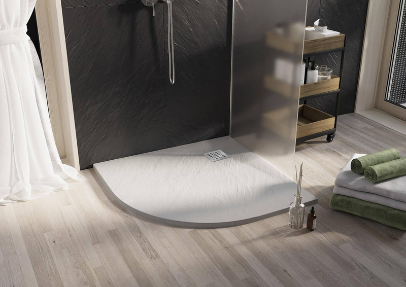 Piatto Doccia Semicircolare 90x90 cm in Acrilico Fosterberg Azalea 4 Tortora