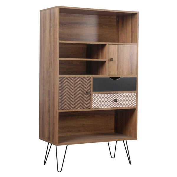 Libreria Mobiletto 2 Ante e 2 Cassetti 4 Ripiani 80x39x139,5 cm in Legno MDF Naturale online