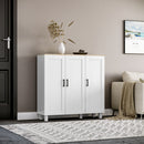 Credenza da Cucina 90x30x90 cm a 3 Ante Ripiani Regolabili Stile Minimalista Nordico in Legno Bianco      