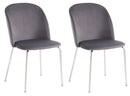 Set 2 Sedie 45x47x85 cm in Velluto Grigio