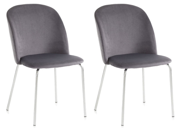 Lot de 2 Chaises 45x47x85 cm en Velours Gris prezzo