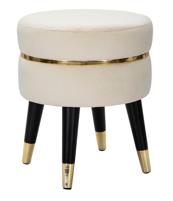 Tabouret Paris Ø35x40,5 cm en Bois, Éponge, Métal et Polyester Crème Noir et Or prezzo