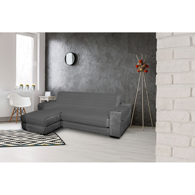 Copridivano Trapuntato in Microfibra con Penisola Sinistra Fumo