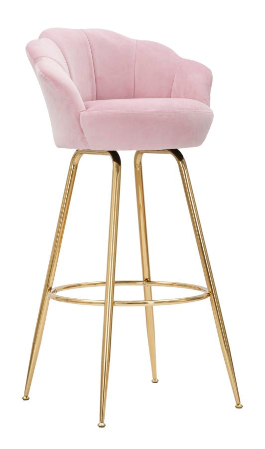 prezzo Tabouret de Bar Vienna Rose 55x53x110 cm Éponge et Tissu et Métal Rose et Doré