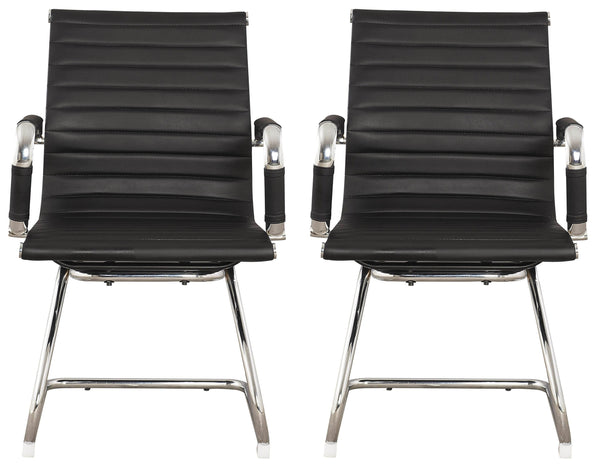 Set 2 Sedie Poltrone Attesa da Ufficio in Similpelle Imperial Nera prezzo