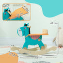 Cavallo a Dondolo Asino per Bambini Legno 59x27x43 cm Verde Scuro e Arancione      
