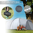 Tenda da Campeggio 4-6 Persone con 2 Camere Impermeabile con Baldacchino 590x245x193 cm  Grigio